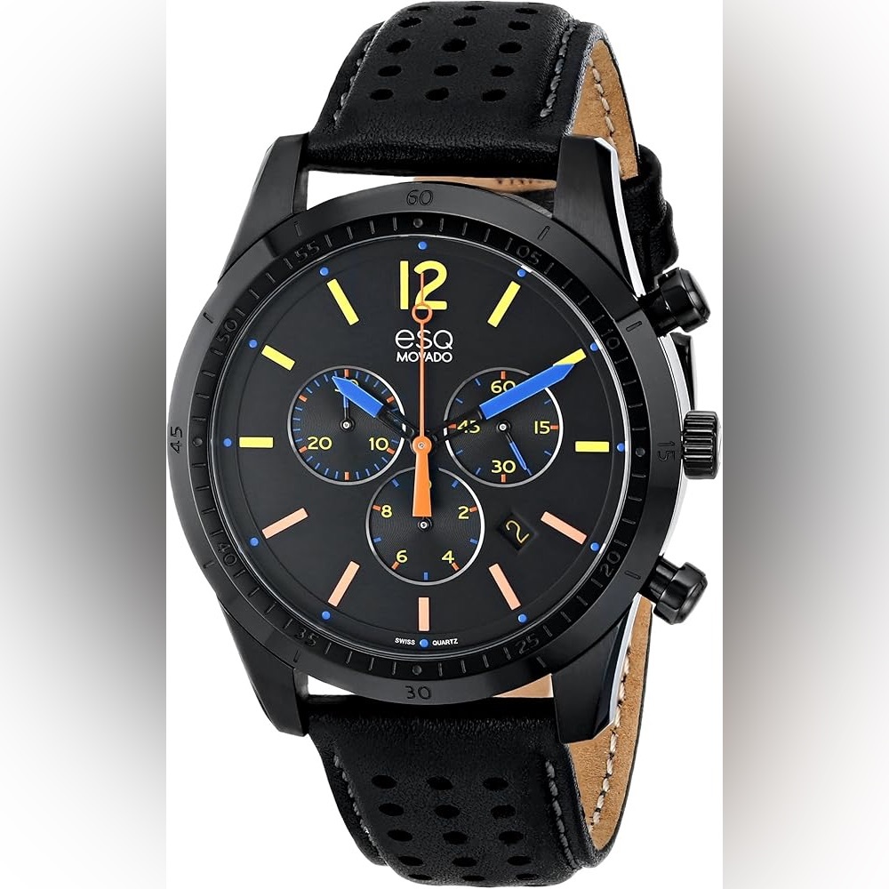 Movado esq men’s current analog display Swiss quartz black watch 07301476